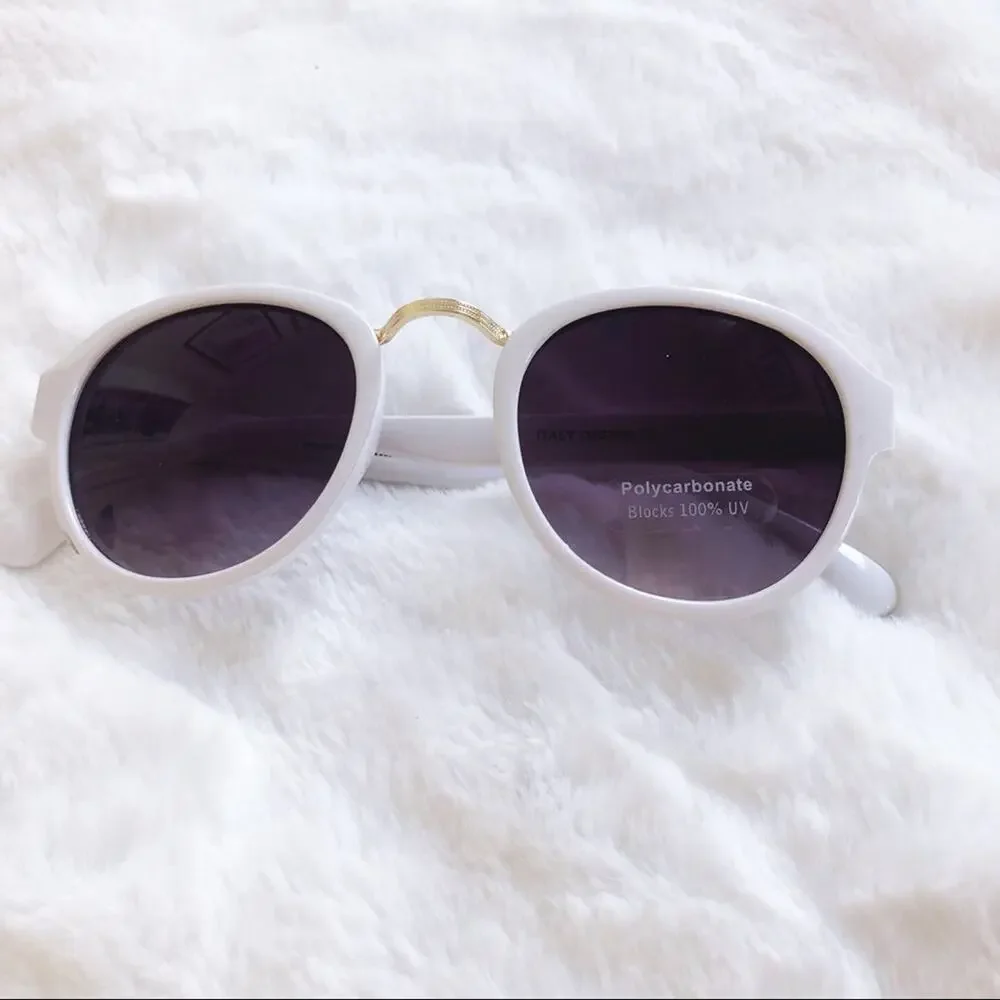 Mya White Round Fashion Sunglasses